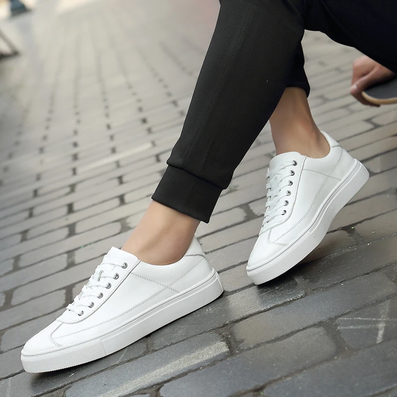 2019 Spring Luxury Brand Cow Leather Men Skateboarding Shoes Outdoor Fashion Lace Up Trainers Sneakers Plus Size 35-48 | Обувь