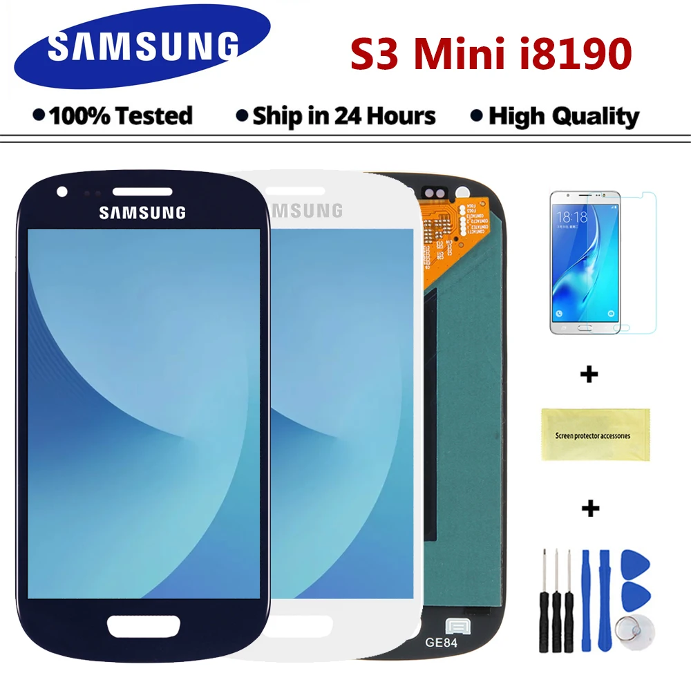 Синий/белый 4 0 дюймовый ЖК дисплей для SAMSUNG Galaxy S3 Mini i8190 GT i8195 i8200 сенсорный экран
