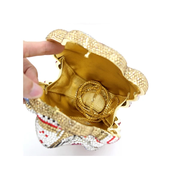 Женская вечерняя сумка из 100% чистого золота ручной работы с кристаллами