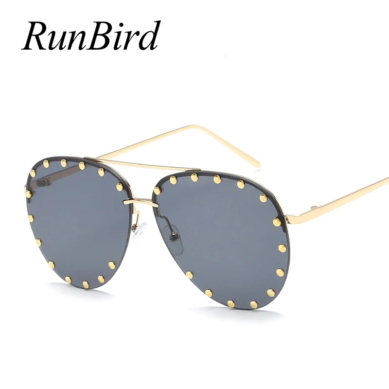 Солнцезащитные очки RunBird с заклепками и красными линзами для мужчин женщин