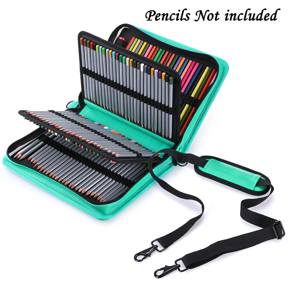 160 Leather Holder Portable School Colored Pencil Case Large Capacity Pen Pencil Bag For Student Art Supplies