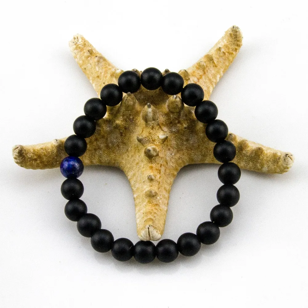 Высококачественные мужские браслеты ручной работы с бусинами 8 мм один лазурит и