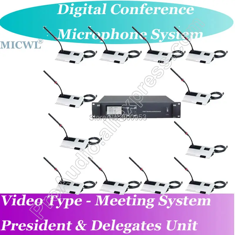 Top-Ranking Video Teleconference Digital Conference Microphone System MICWL A450M-45 1 Chairman to 45 Delegate