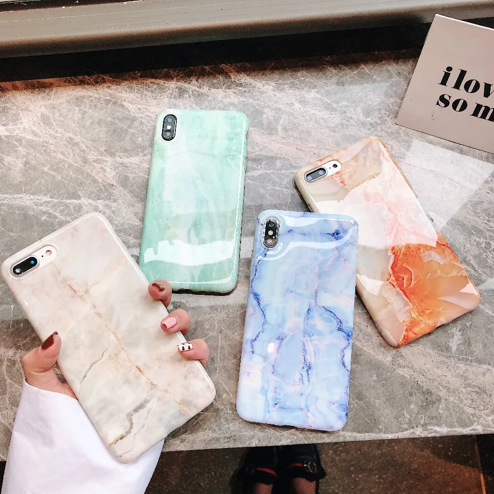 Мраморный чехол для телефона iPhone 6 силикон iphone 8 Plus Чехлы Apple полная защита XS Max XR 7 S