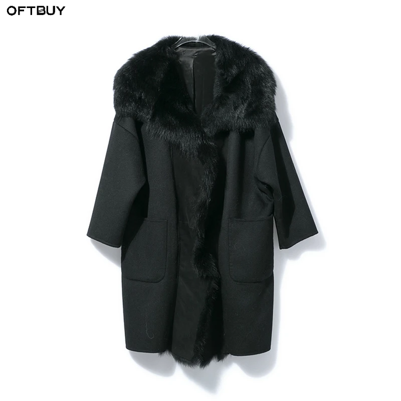 OFTBUY 2018 зимняя куртка женская натуральная Меховая двухсторонняя кашемировая из