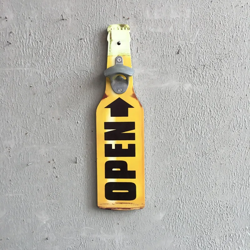 

1PC Beer Shaped Bottle Opener Wall Mounted Bottle Openers Wall Mounted Wood Plaques Cap Catcher Eroupean Styles 40x11cm ME 018