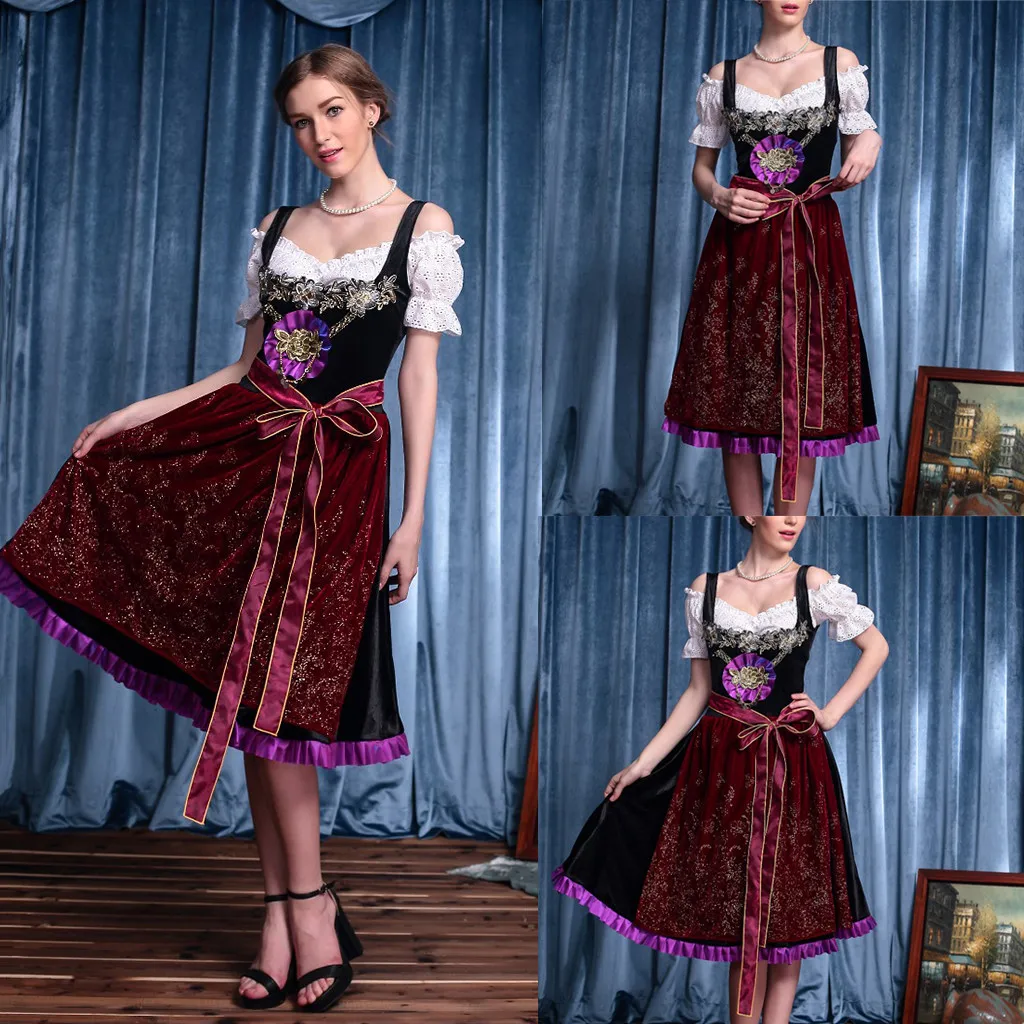 Женский винтажный пивной фестиваль Баварская с коротким рукавом официантка