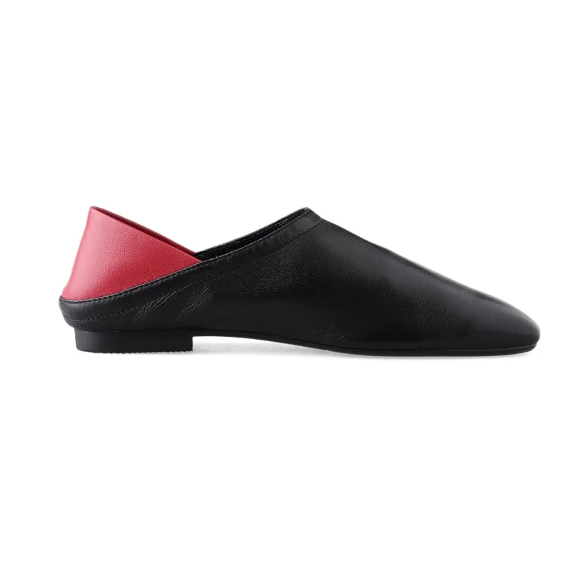

ZVQ Shoes Women Spring New Concise Casual High Quality Genuine Leather Women Flats Outside Comfortable slip-on Square Toe Shoes