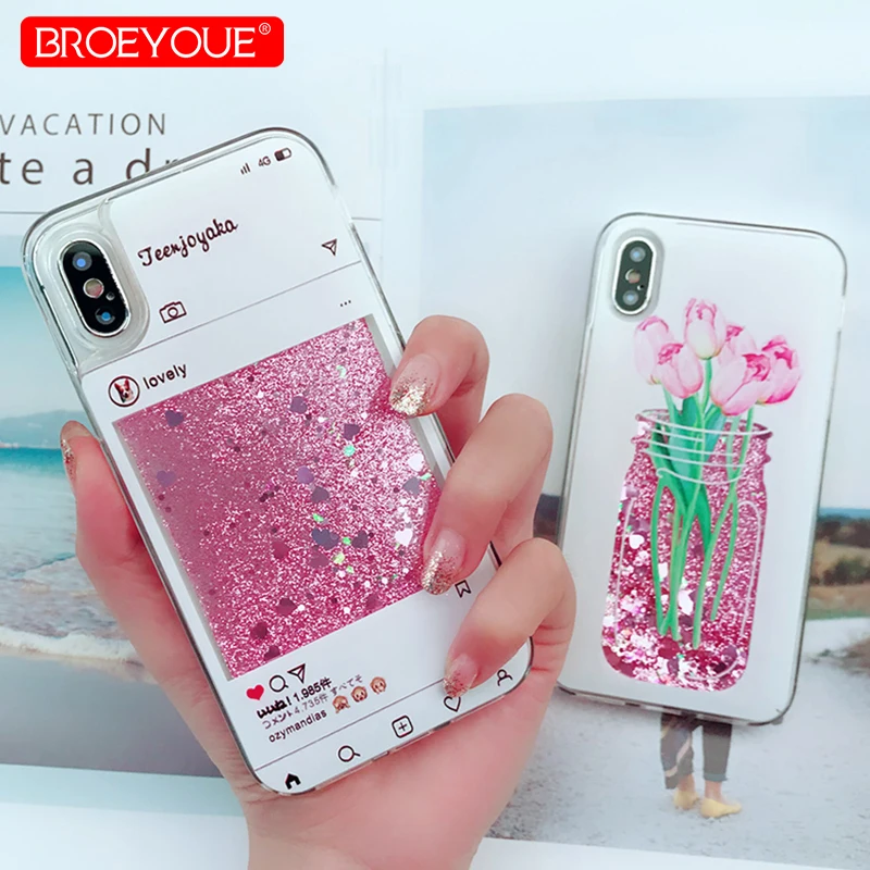Роскошные динамических жидкие блестки песок Quickasnd чехол для iPhone 6 S 7 8 плюс 5 5S SE XR XS