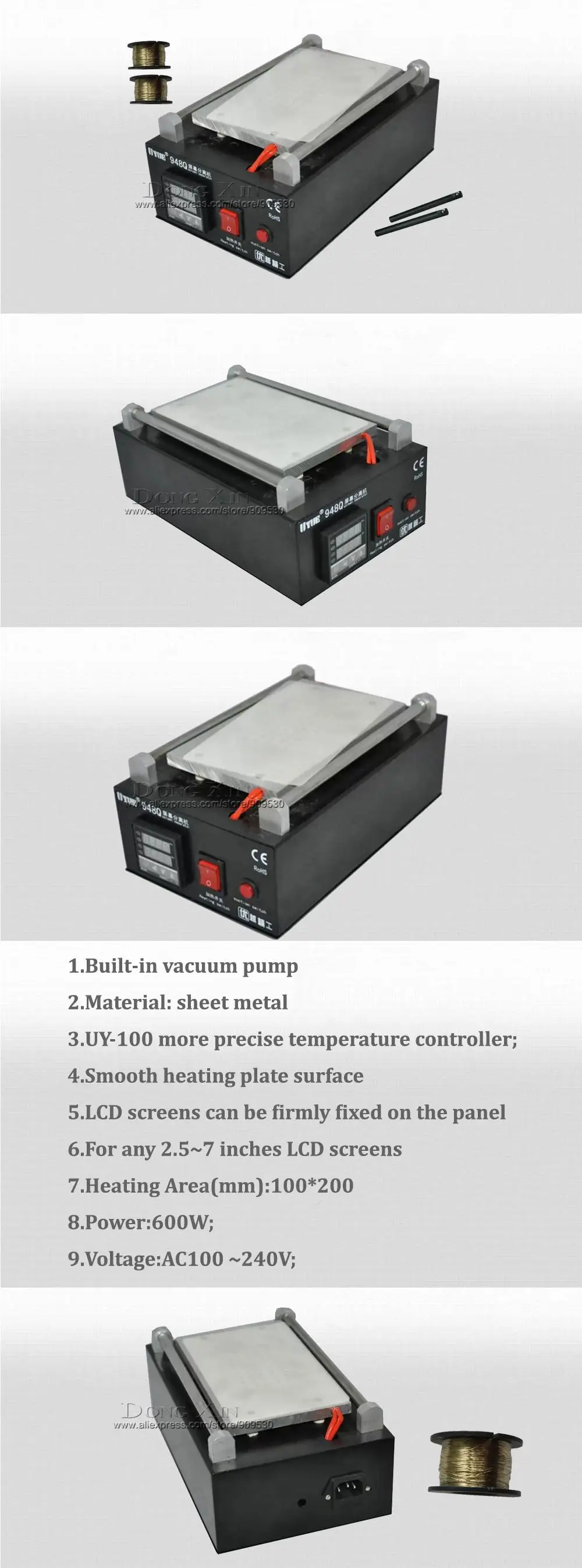 Uyue 948Q 110/220V Встроенный вакуумный насос металлический корпус стеклянная машина-сепаратор с ЖК-экраном макс 7 дюймов+ режущая проволока