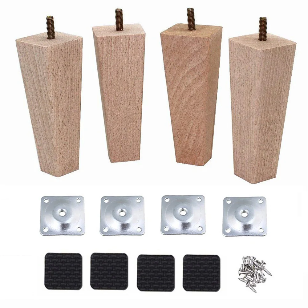 4Pcs 14cm Tapered Solid Beech Replacement Sofa Couch Chair Ottoman Loveseat Coffee Table Cabinet Wood Furniture chair | Мебель