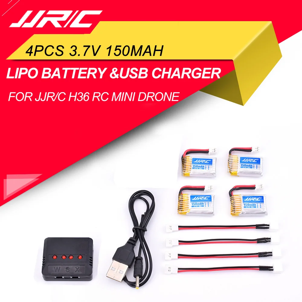 4 шт. JJRC H36 3 7 V 150mAh 30C Lipo батарея и USB зарядное устройство X4 016 для RC Drone Goolrc T36 E010 E011 E012