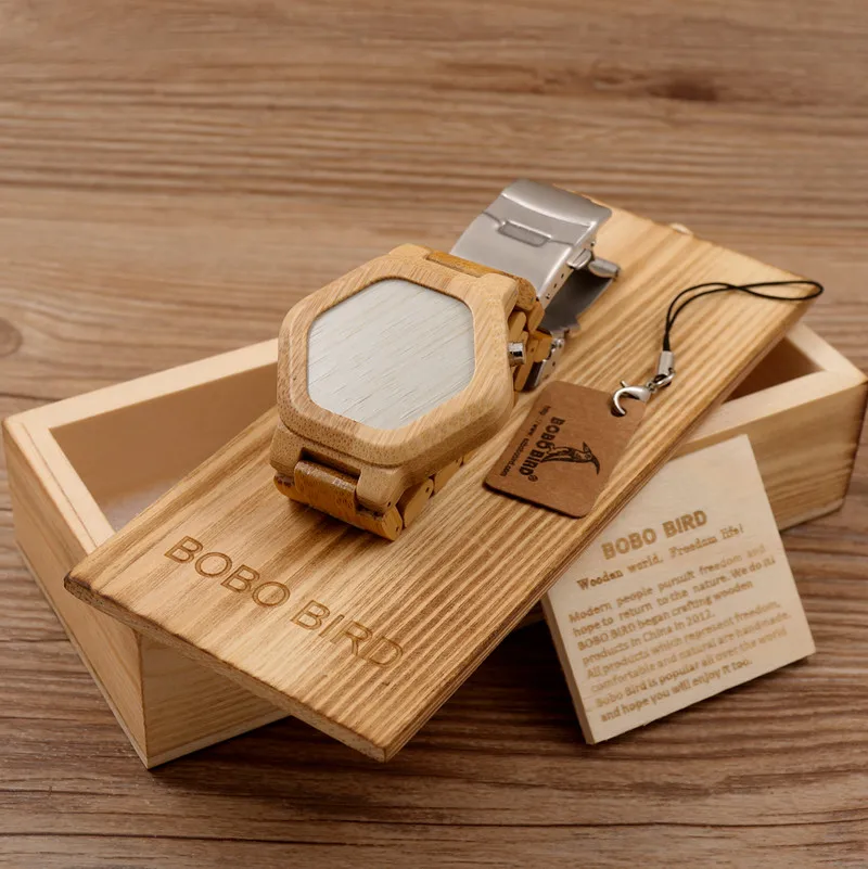 BOBO BIRD E03 Bambooo деревянные наручные часы мужские Kisai деревянные светодиодные часы уникальное ночное видение ПОЛНЫЙ Бамбук часы с коробкой