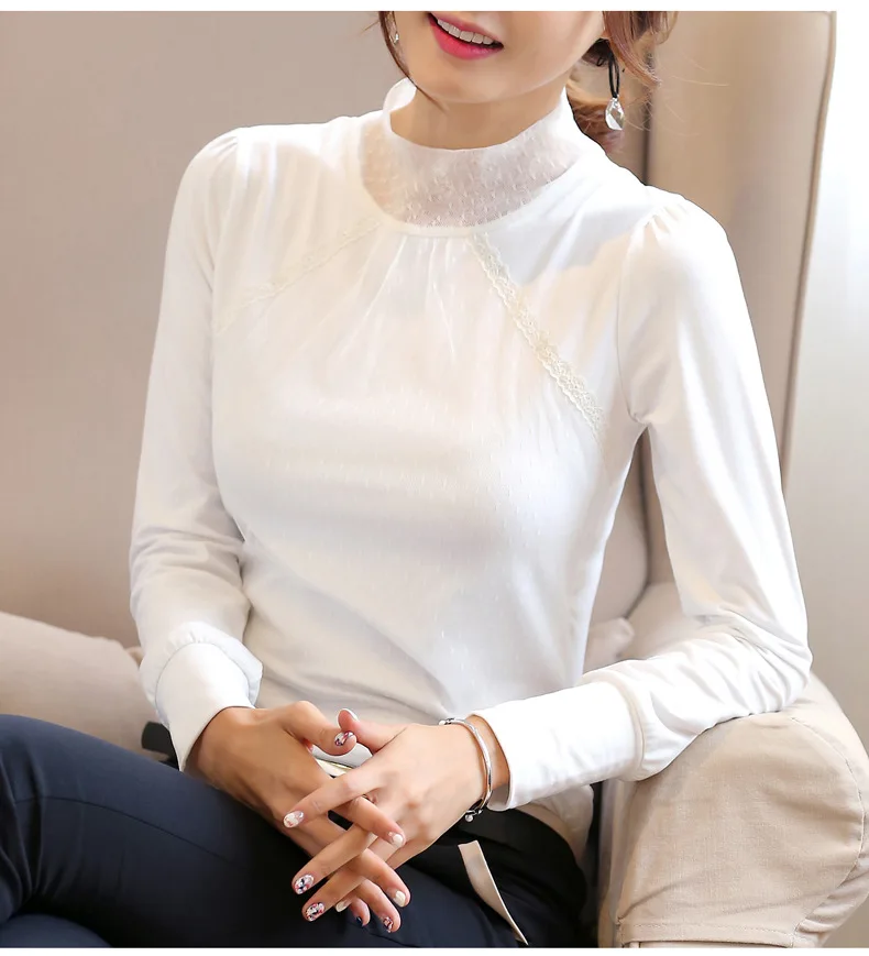 Женский зимний эластичный теплый свитер с рукавами-фонариками и высоким