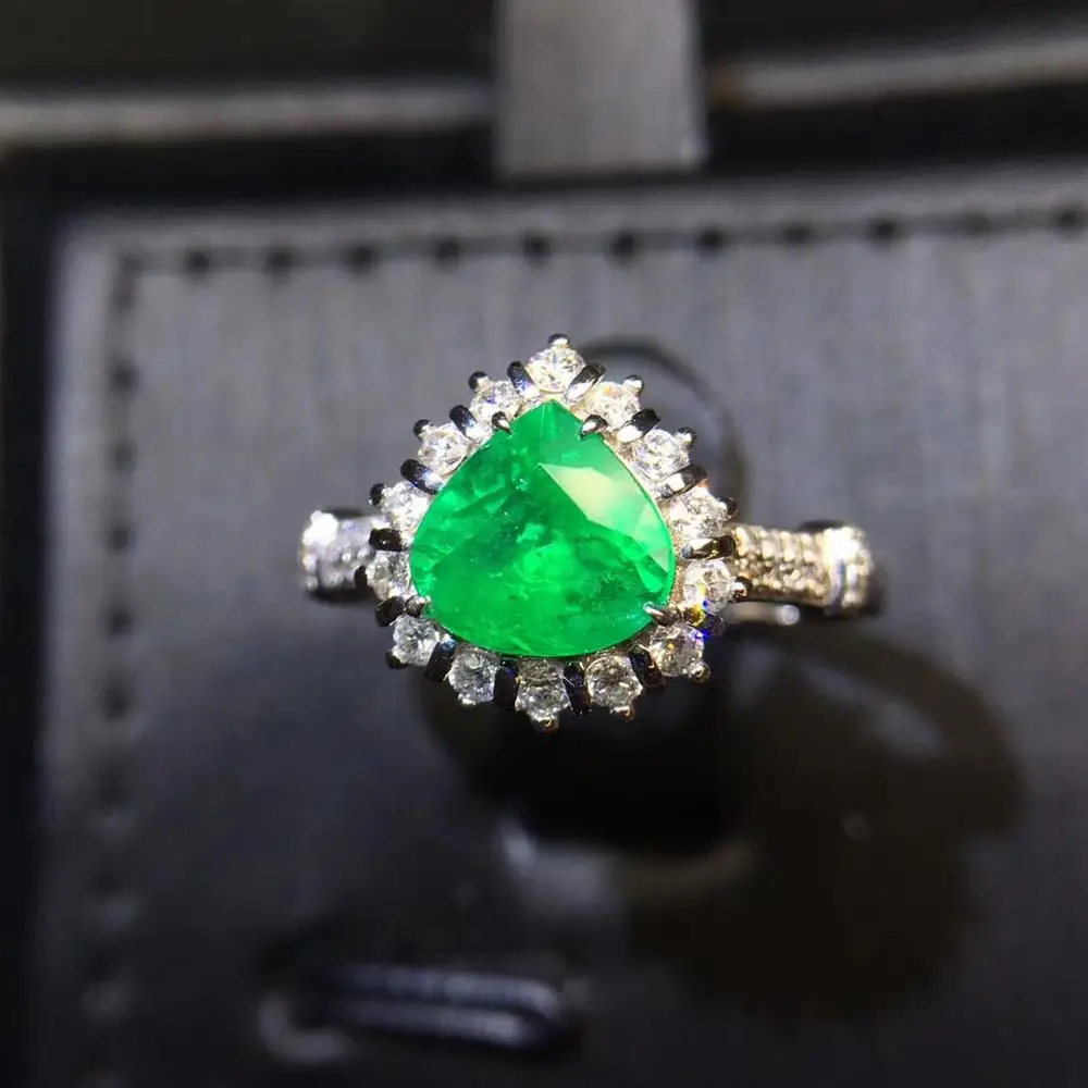 Fine Jewelry G18k Emerald Rings Real Diamonds 18K Gold Natural 1.02ct Gemstones Female Wedding for women Ring | Украшения и