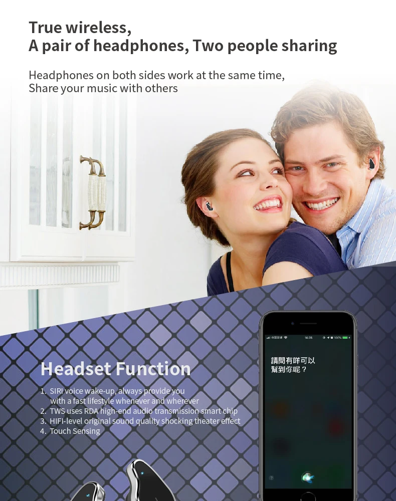 T89 TWS Смарт бинауральные Bluetooth наушники Фитнес браслет монитор сердечного ритма