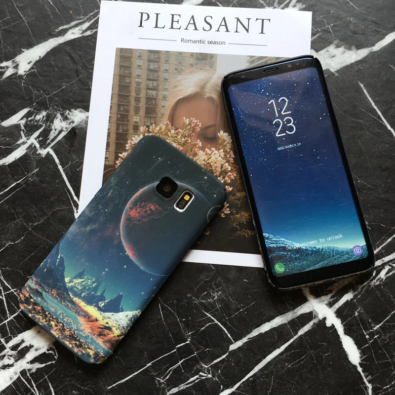 Светящийся чехол для samsung Galaxy s7 s8 s9 плюс Чехол Луна на задняя крышка Edge note 8 телефон
