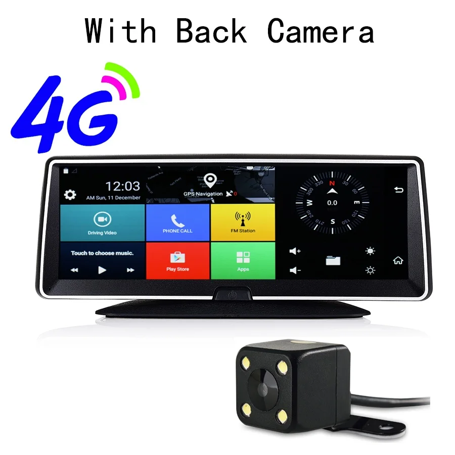 With Back Camera Udricare 8 дюймов 4G sim-карта gps Android 5,1 WiFi Bluetooth телефон приборная панель Full HD 1080P двойной объектив DVR интернет четырехъядерный gps - Размер экрана, дюймов: With Back Camera