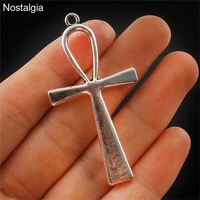 nostalgia 5pcs ankh cross religious charms large pendants for bracelets necklace diy making jewelry 5529mm