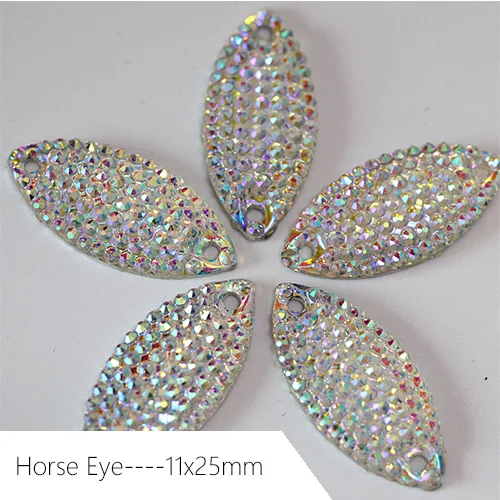 Horse Eye Большая распродажа! 50 шт. смешанные полимерные стразы для шитья, маркиза, блестящие стразы с плоской задней стороной, цветные стразы для шитья, аксессуары для одежды, B1137 - Цвет: Horse Eye