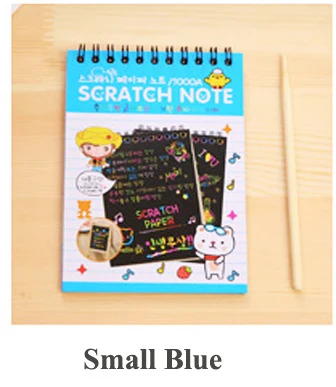 Small Blue Волшебная цветная доска для рисования Радужная скребковая живопись Игрушки Скретч бумага записная книжка черная DIY Рисование игрушки для детей подарок - Цвет: Small Blue