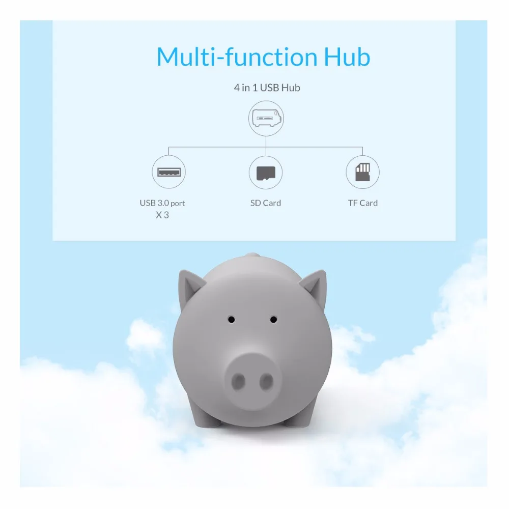 ORICO Litte свинья концентратор все в 1 Высокоскоростной Usb 3,0 концентратор 3 порта USB интерфейс питания с устройство для чтения карт SD TF для MacBook Air Ноутбук PC