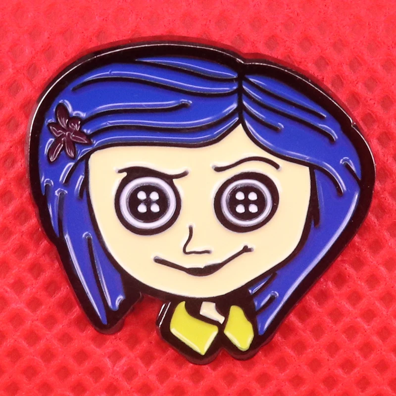Эмалированная брошь Coraline для маленькой девочки жуткий значок с анимацией милые
