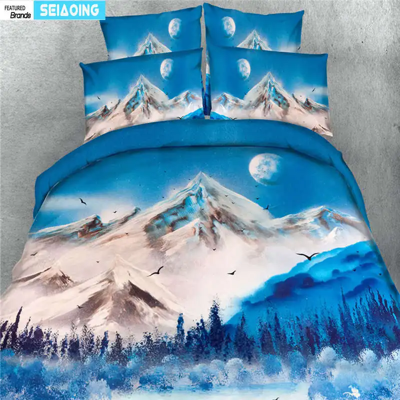 Vivid snow hill постельное белье 3d great mountain Комплект постельного белья Королева