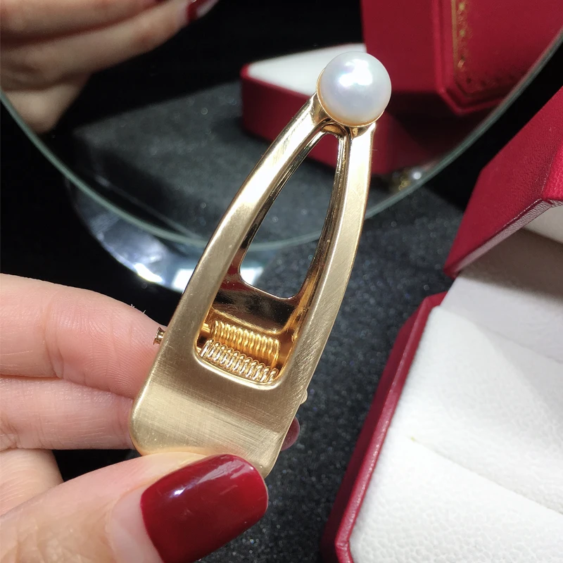 Заколка для волос с натуральным пресноводным жемчугом женщин и девочек