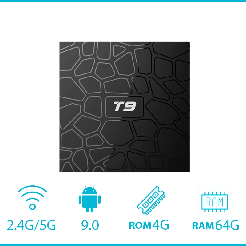 ТВ бокс T9 Android 9 0 BT4.0 Rockchip RK3328/RK3318 4 ГБ 32 ГБ/64 2 ГГц/5 ГГц WiFi HD 4K Smart Set top Box pk x96max