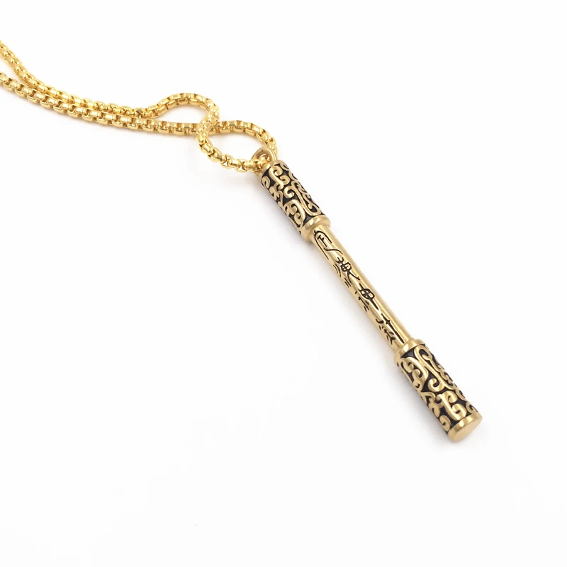 Vintage Men's Long Chain Stainless Steel Necklace Retro Monkey King Bar Pendants Necklaces Choker Women Men Couple Jewelry | Украшения