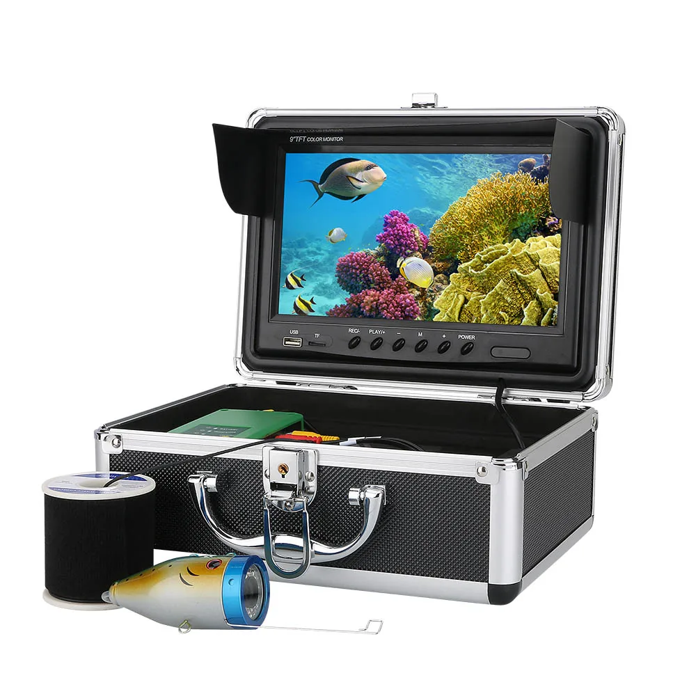 GAMWATER 9 дюймовый DVR автомобиля Рыболокаторы 1000TVL подводный Запись Рыбалка Камера 15