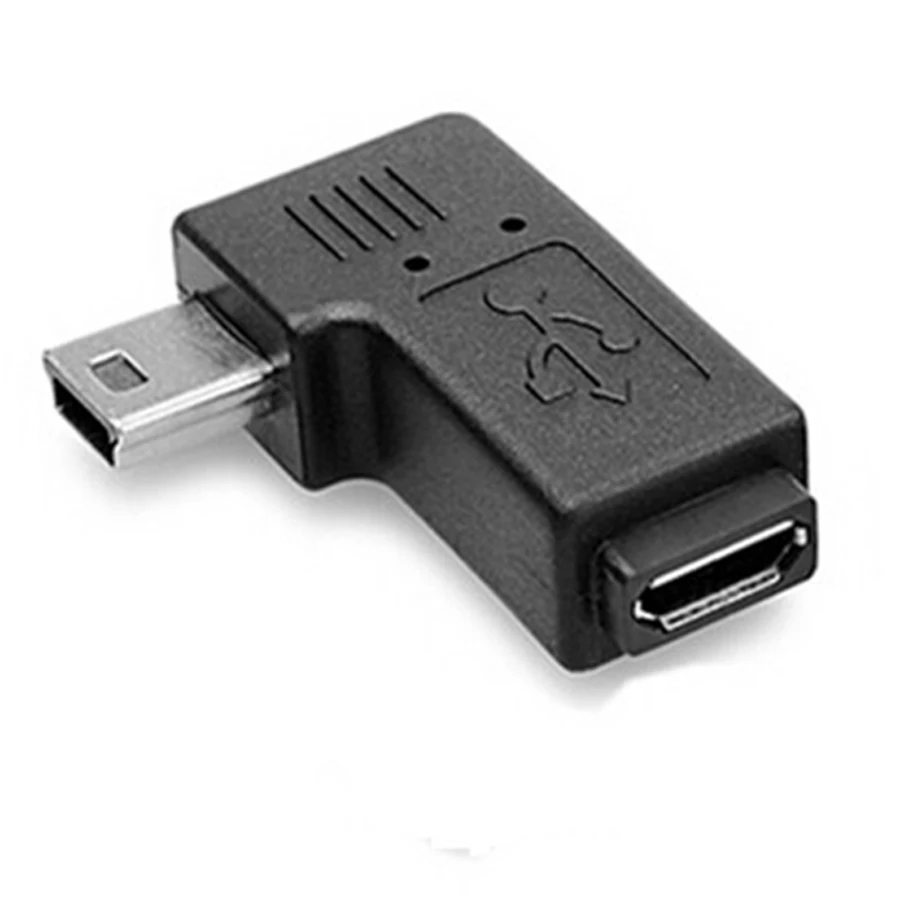 1 шт. мини USB штекер на микро гнездо 5-контактный адаптер 90 градусов Штекерный