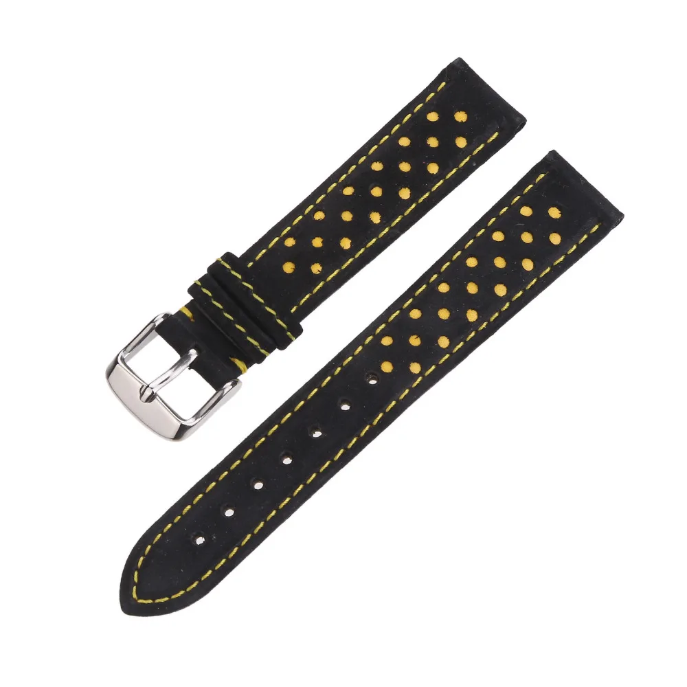 Eache специальное отверстие из натуральной кожи Watchstrap черный серый ремешок Группа