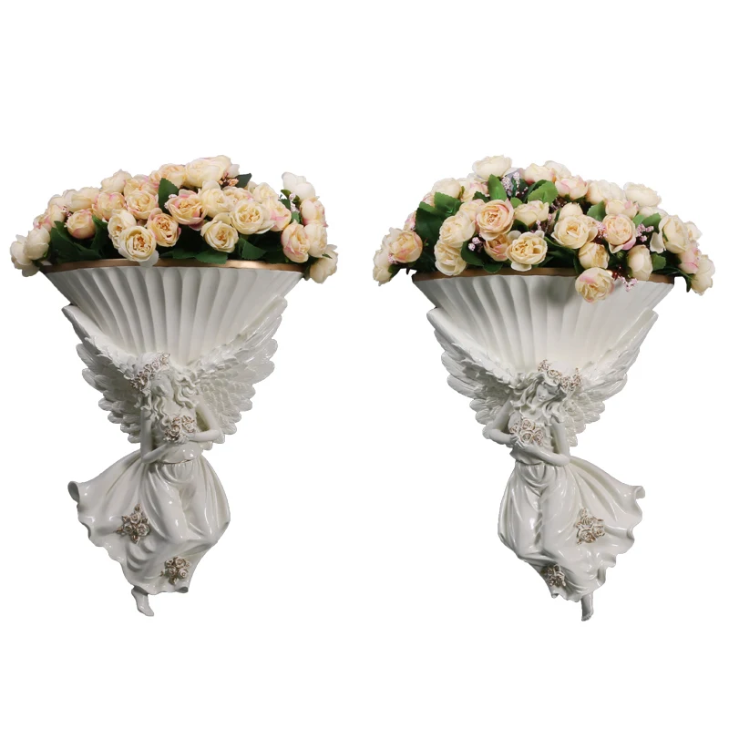 Европейский полимерный Ангел настенная ваза + искусственный цветок Настенная