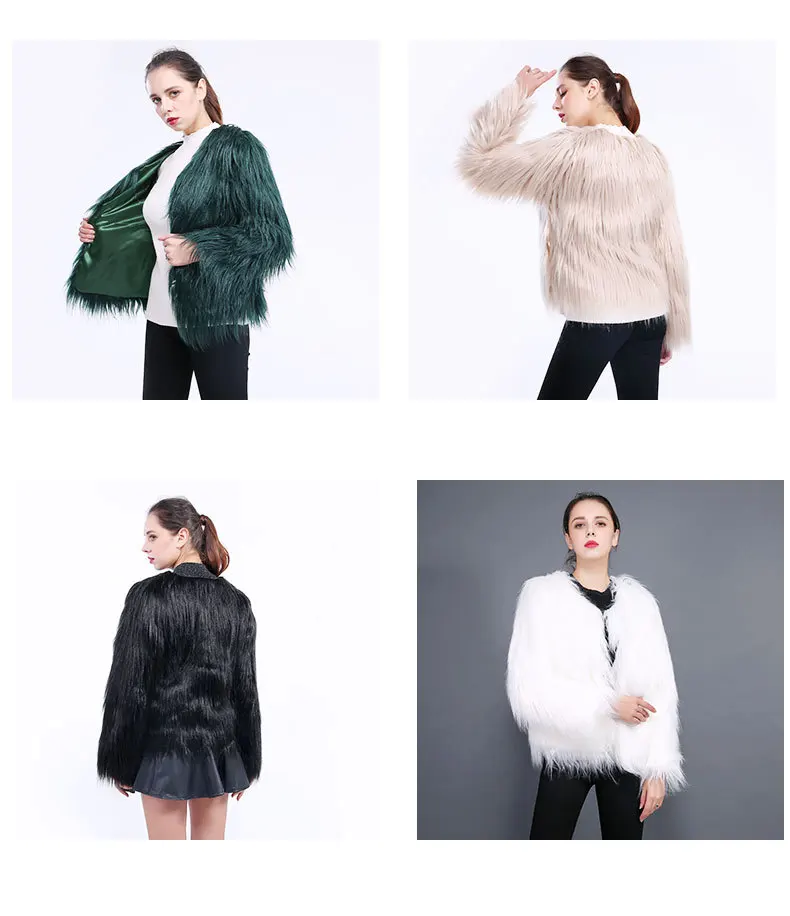 Женское пальто с мехом, черный, розовый, зеленый, 12 цветов, S-4XL, плюс размер, длинный рукав, куртка из искусственного меха,, новинка, Осень-зима, модные пальто LR259