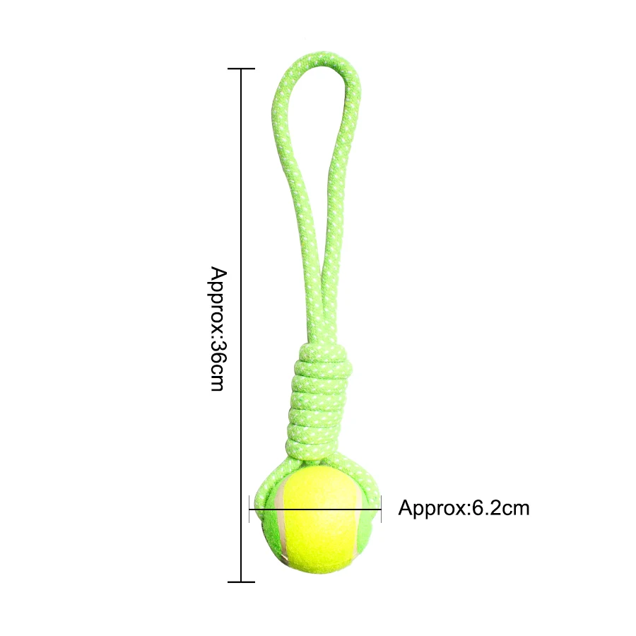 Rubber Squeaky Dog Toys Cotton Rope Ball Interactive Dog Toy Drawstring Tennis Ball Pet Chew Knot Puppy Multicolor Bell Ball
