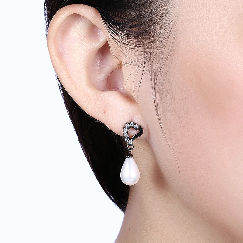 Модные серьги-гвоздики из искусственного жемчуга черного золота для женщин с