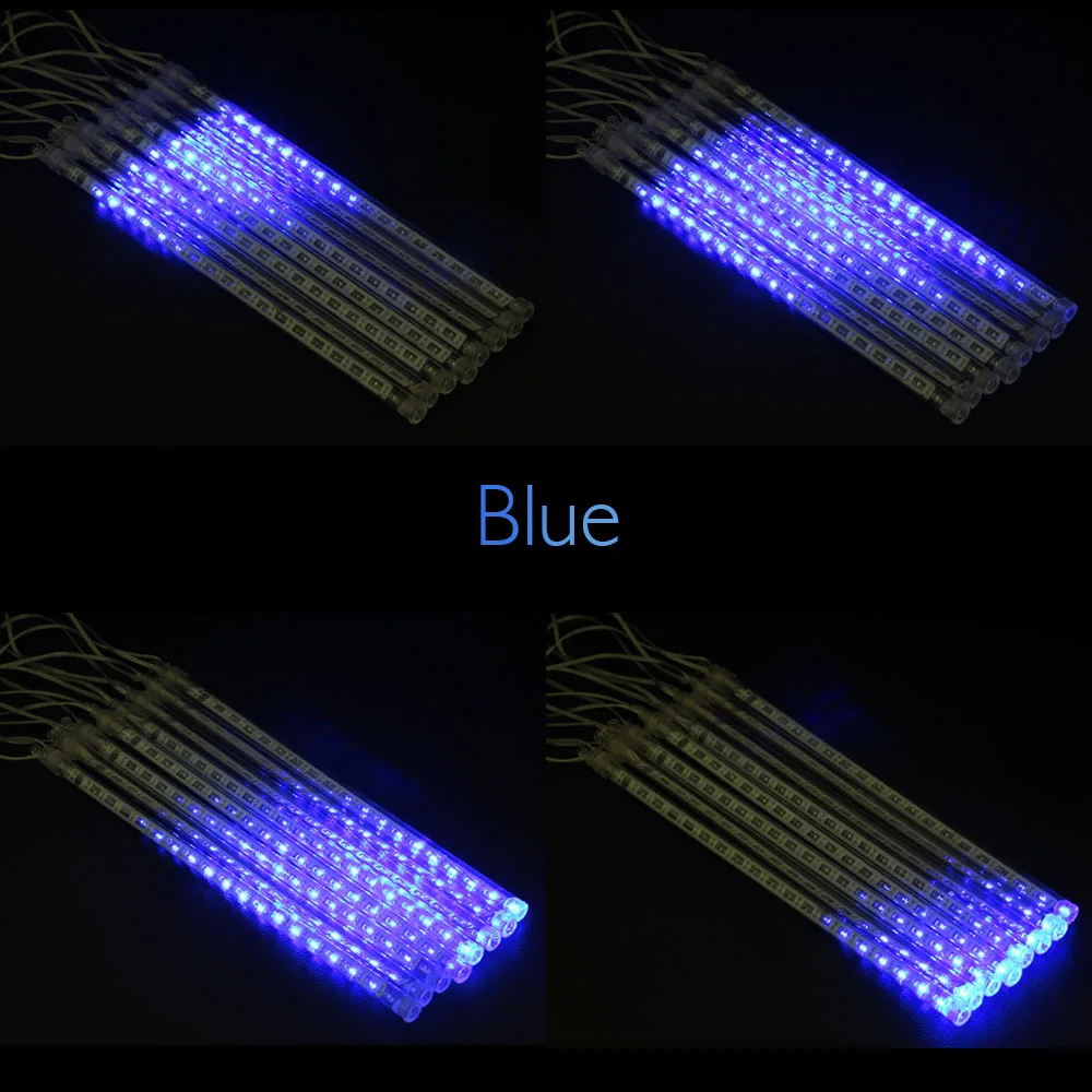 Blue 8 шт. 30 см Светодиодная метеоритная дождевая трубка для гирлянды Рождественская елка Рождественская декоративная Рождественская цветная наружная гирлянда - Испускаемый цвет: Blue