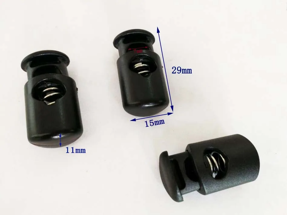

100pcs/lot black plastic POM ball cord lock toggles plastic stoppers 7mm bungee cord free shipping 2016082401