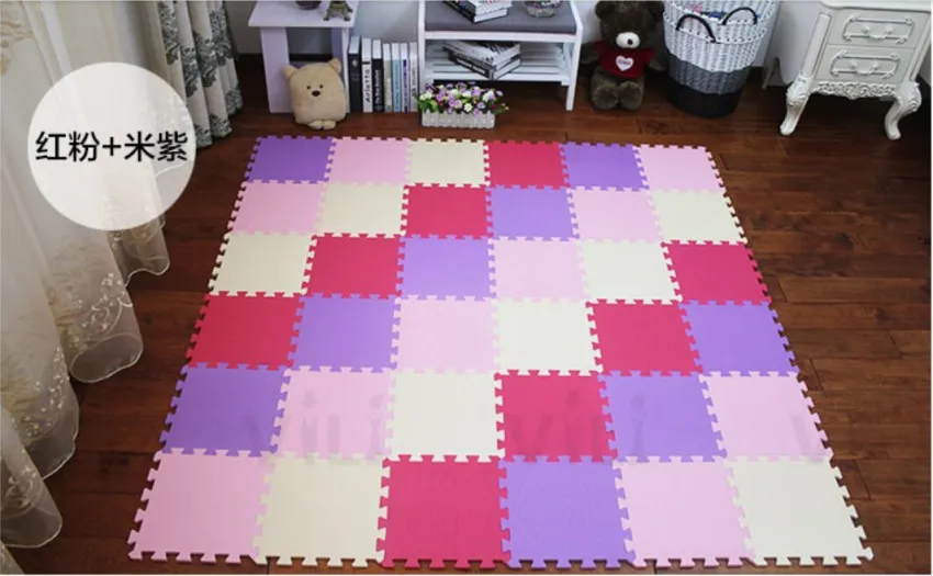 Red Pink Beige Purpe Детский коврик-головоломка из пенополистирола EVA/18 или 24/Лот, блокирующая плитка для упражнений, напольный коврик для детей - Цвет: Red Pink Beige Purpe