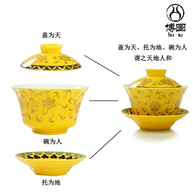 Китайский чайный сервиз Gaiwan фарфор, традиционный Античный Чайный набор кунг-фу Супница керамическая Свадебная чайная чаша, Gongfu Gaiwan 200 мл