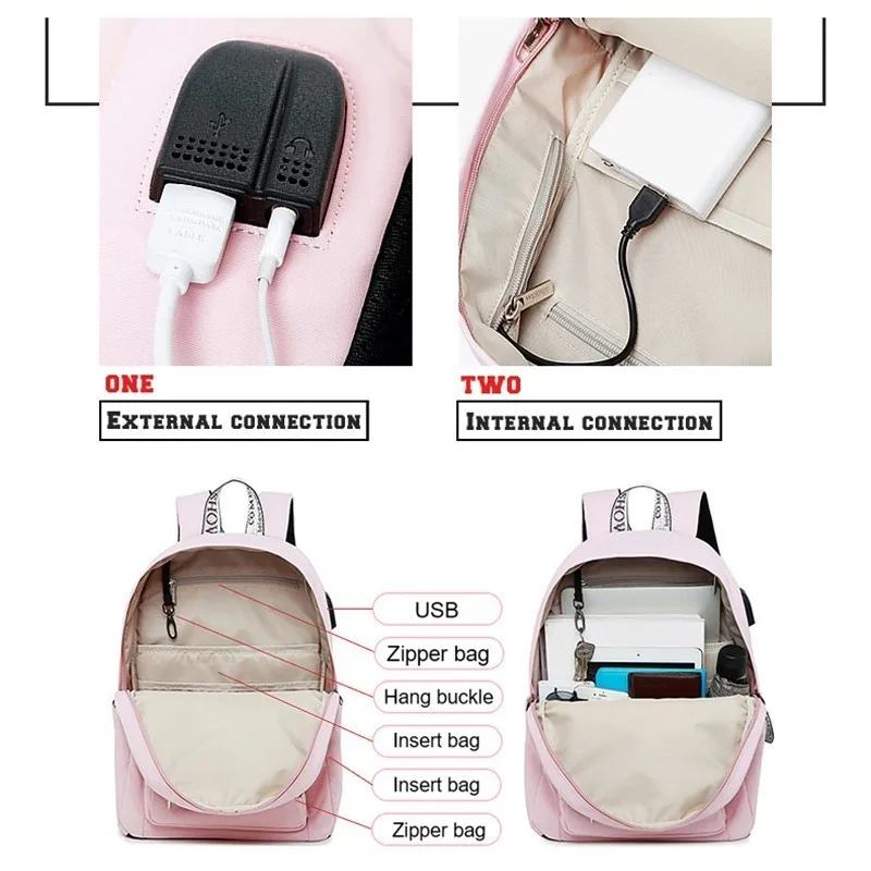 LIKETHIS женский школьный рюкзак с защитой от кражи USB разъемом новинка 2019 модный для