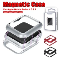 magnetic adsorption metal frame for watch case 40mm 44mm protective case for apple watch 38mm 42mm series 1 2 3 built in magnet