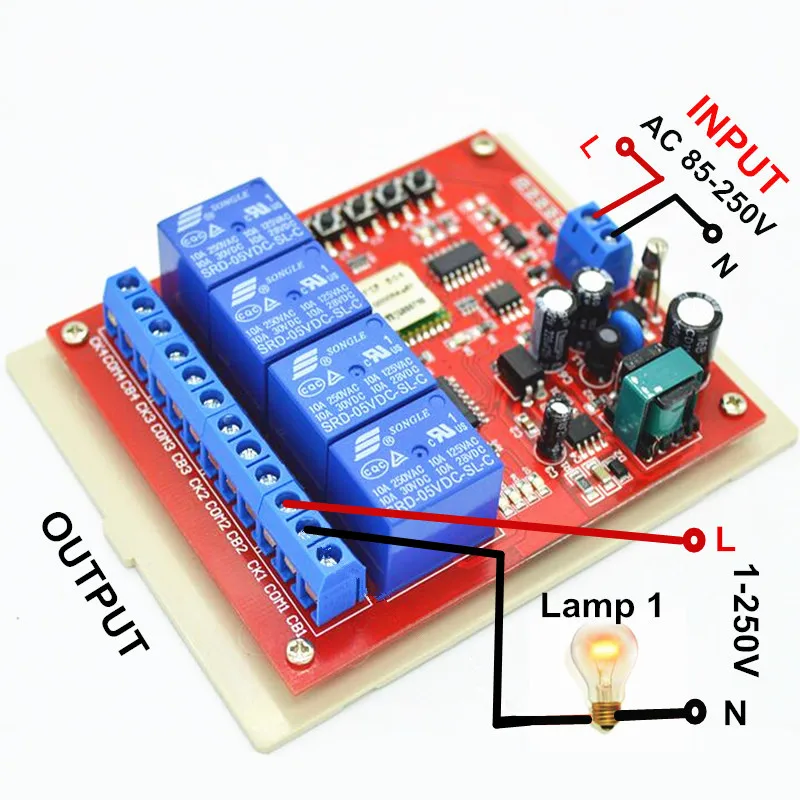 Hot Interruptor Wifi Light Switch 4 Way 110V 220V 250V AC 10A wi-fi Control by Phone APP For Domotica Prise telecommande | Электроника
