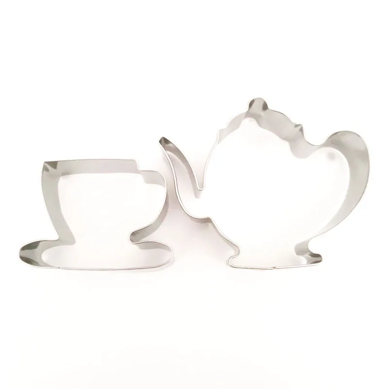 2pcs Teapot Tea Cup Cookie Cutter Set Stainless Steel Pastry Fondant Biscuit Tools Baking Accessories | Дом и сад