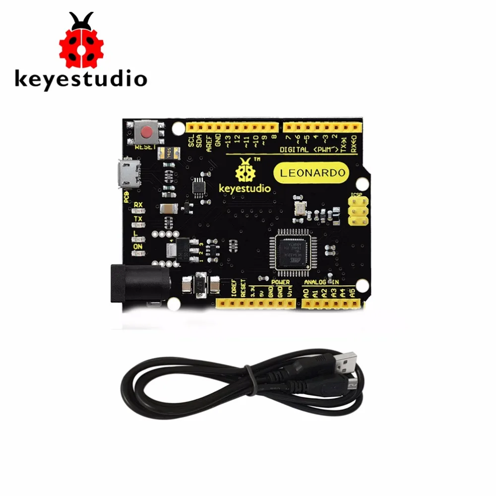 Бесплатная доставка! Макетная плата keyestudio ATmega32U4 Leonardo R3 + 1 м кабель Micro USB для Arduino