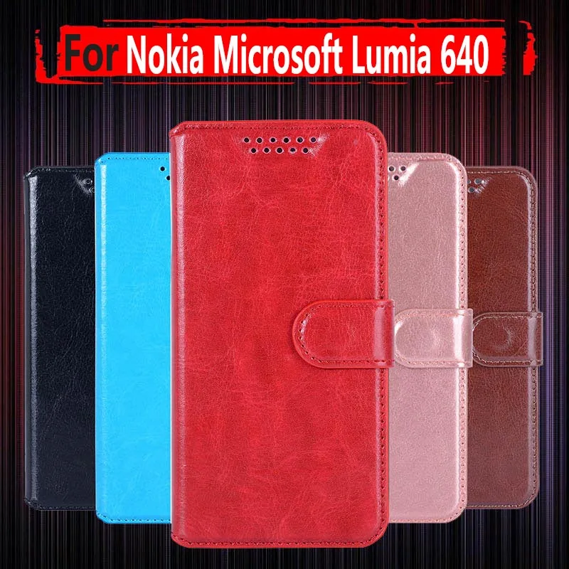 Горячая распродажа! Роскошный кожаный чехол книжка для Nokia Lumia 640 Microsoft Lte задняя