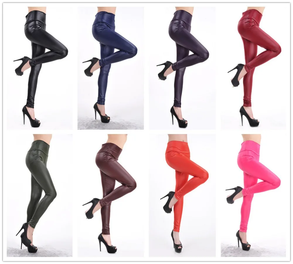 Женские леггинсы из искусственной кожи с высокой талией | Женская одежда
