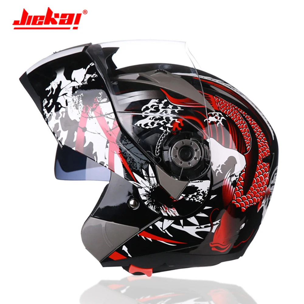 JK105-Colour 1 Мотоцикл Jiekai шлем флип-ап аварийный шлем дышащий цветной двойной объектив туристический мотоцикл полный шлем для мотоцикла - Цвет: JK105-Colour 1